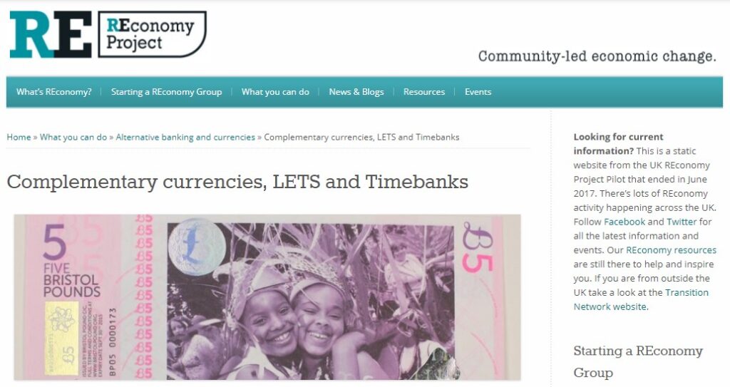 Complementary currencies, LETS and Timebanks, by reconomy.org 2021-0913