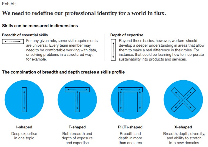 The combination of breadth and depth creates a skills profile, by April Rinne, Designed by McKinsey Global Publishing